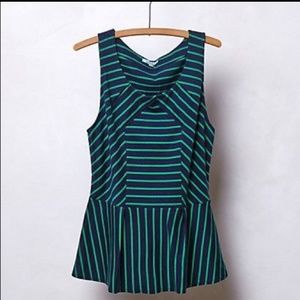Anthropologie Striped Peplum Top